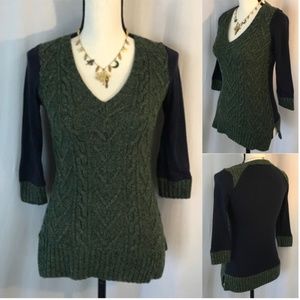 Anthropologie Pilcro & Letterpress V-Neck Cable Knit & Modal Sweater, Size XS